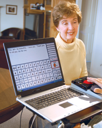 Couple using an onscreen keyboard to type a message