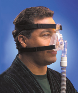 Man wearing a noninvasive ventilation device