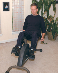 An exercise bicycle, or pedaling machine