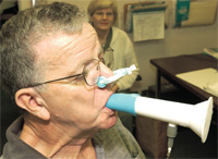 Man blowing