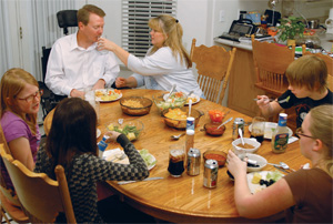 Family eating dinner