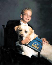 Nick Olson with his service dog