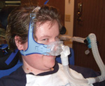 MJ Purk wearing her Mirage Vista (nasal mask) by ResMed
