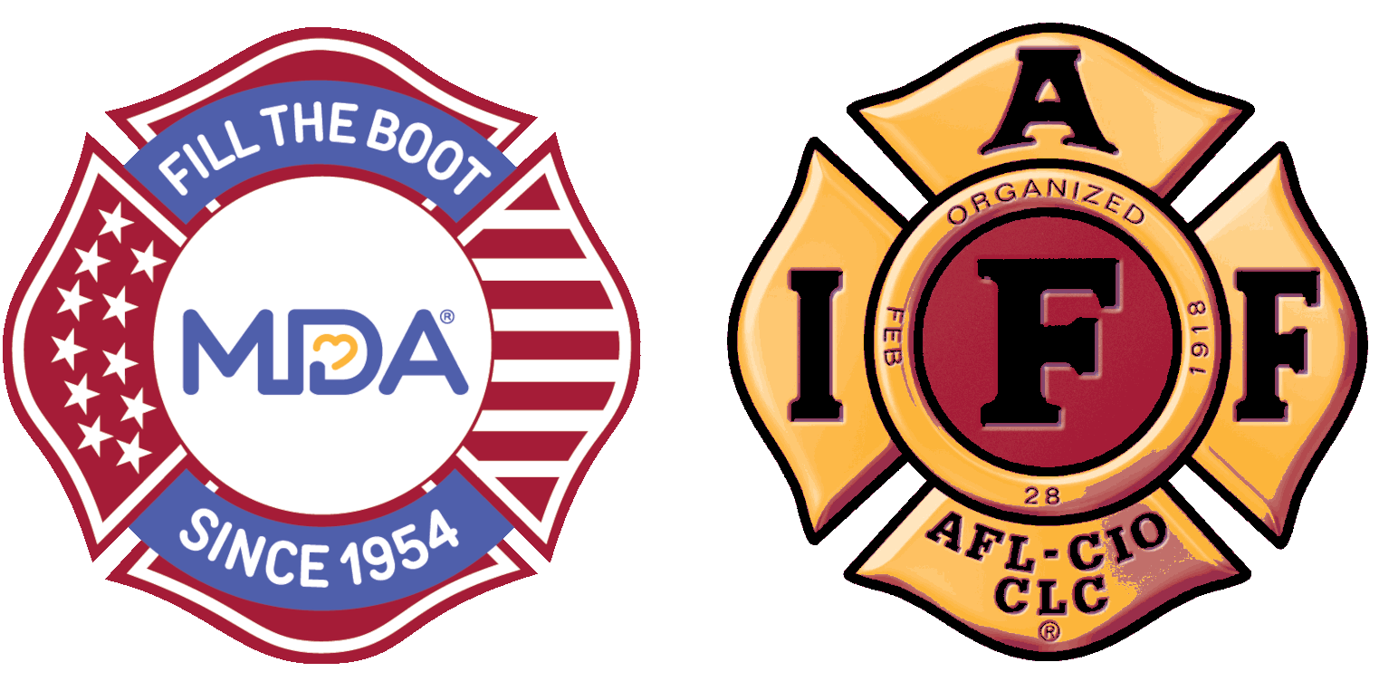 MDA Fill the Boot logo and IAFF logo.